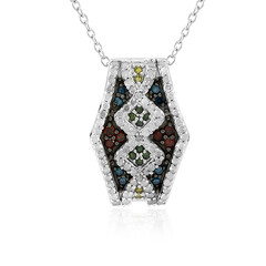 Zilveren halsketting met I4 Rode Diamanten