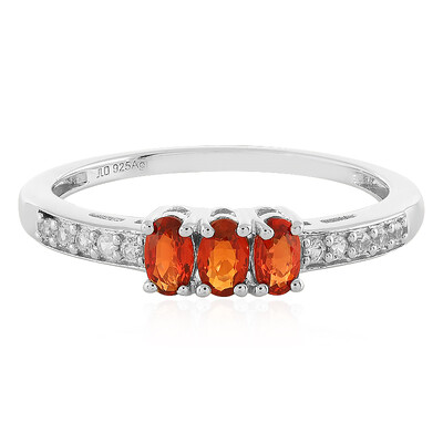 Zilveren ring met avondrode robijn