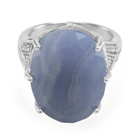 Zilveren ring met een blauwe kant agaat