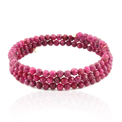 Stalen armband met Mozambique robijnen (Riya)