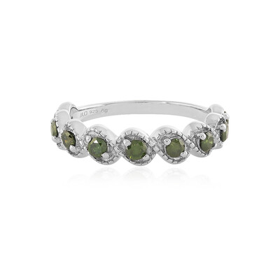 Zilveren ring met I3 Groene Diamanten