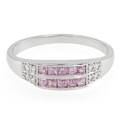 Zilveren ring met Ceylon roze saffieren