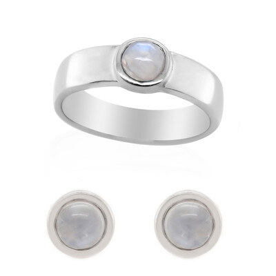 Zilveren ring met regenboog maanstenen