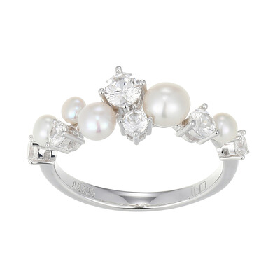 Zilveren ring met een Witte zoetwater kweekparel