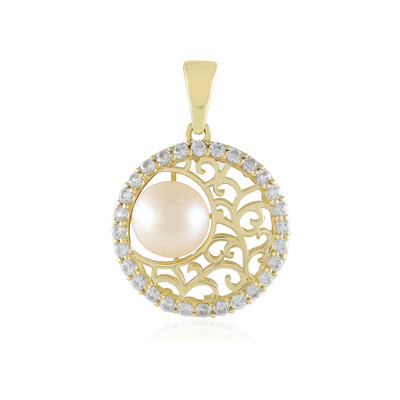 Gouden hanger met een Witte zoetwater kweekparel (Ornaments by de Melo)