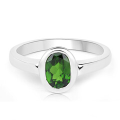 Zilveren ring met een Russische diopsied