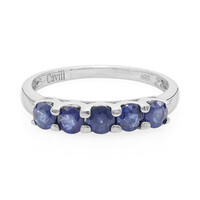 Zilveren ring met blauwe Birmese saffieren