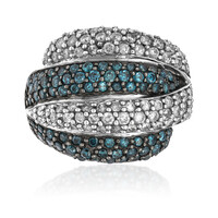 Gouden ring met blauwe SI2 diamanten