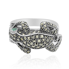 Zilveren ring met smaragden