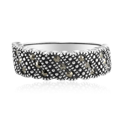 Zilveren ring met marcasieten