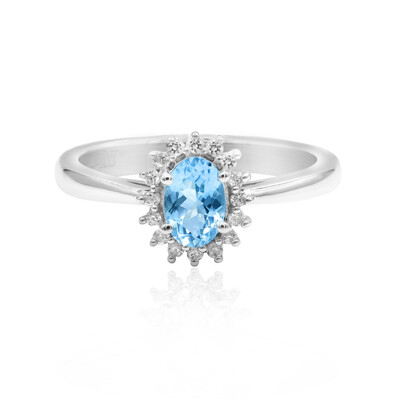 Zilveren ring met een Santa Maria-aquamarijn