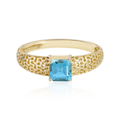 Gouden ring met een Zwitsers-blauwe topaas (Ornaments by de Melo)