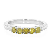 Zilveren ring met gele diamanten