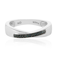 Zilveren ring met blauwe diamanten