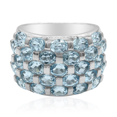 Zilveren ring met hemel-blauwe topaasstenen