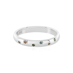 Zilveren ring met I3 Groene Diamanten