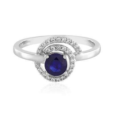 Zilveren ring met een Madagaskar Blauwe Saffier