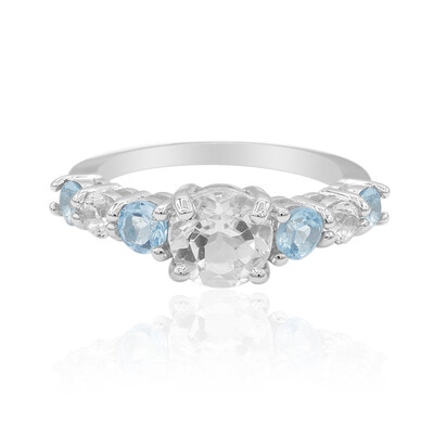 Zilveren ring met een witte topaas