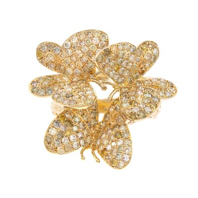 Gouden ring met SI2 Fancy Diamanten (CIRARI)