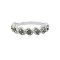 Zilveren ring met I3 Groene Diamanten