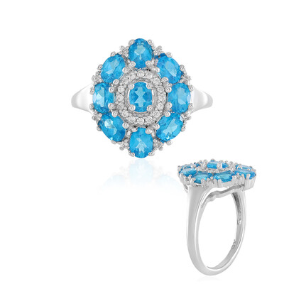 Zilveren ring met neon blauwe apatieten