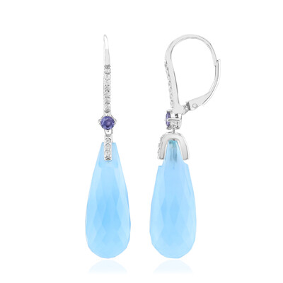 Zilveren oorbellen met Aqua Chalcedonen