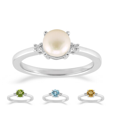Zilveren ring met een Witte zoetwater kweekparel