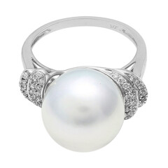 Gouden ring met een witte zuidzee parel (TPC)