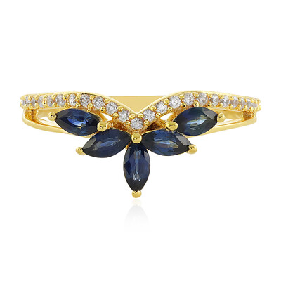 Zilveren ring met Madagaskar Blauwe Saffieren