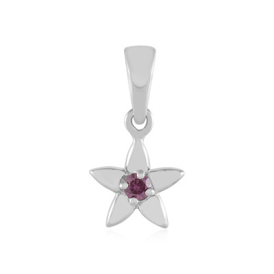 Zilveren hanger met een I2 paarse diamant