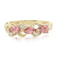 Gouden ring met Onverhitte Padparadscha Saffieren