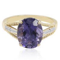Gouden ring met een bosbes kwarts