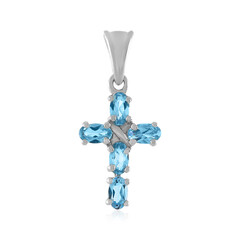 Zilveren hanger met Zwitsers-blauwe topaasstenen