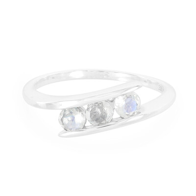 Zilveren ring met regenboog maanstenen