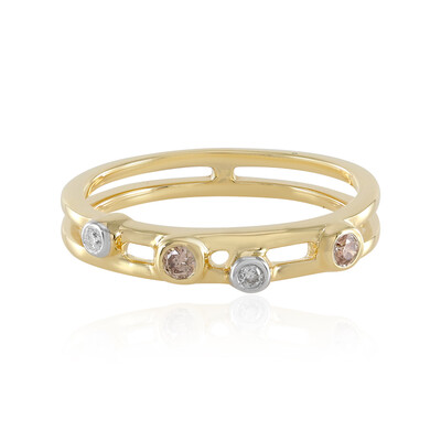 Gouden ring met SI1 Champagne Diamanten