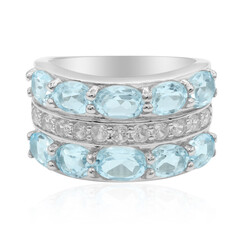 Zilveren ring met hemel-blauwe topaasstenen