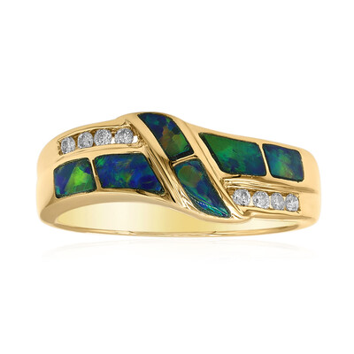 Gouden ring met Lightning Ridge Zwarte Opalen (CIRARI)