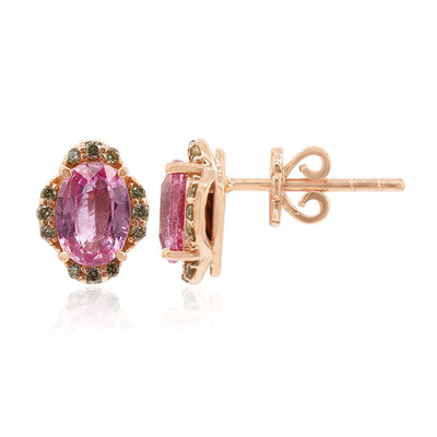 Gouden oorbellen met roze saffieren (Annette)