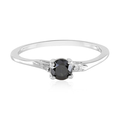 Zilveren ring met een zwarte diamant