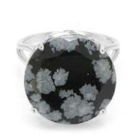 Zilveren ring met een sneeuwvlokken obsidiaan