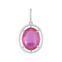Platina hanger met een Madagaskar Roze Saffier