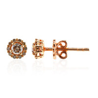Gouden oorbellen met SI1 Argyle Rose De France Diamanten