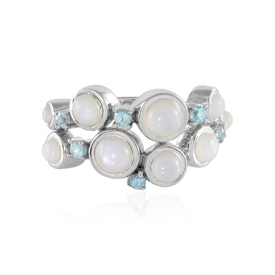 Zilveren ring met witte maanstenen (KM by Juwelo)