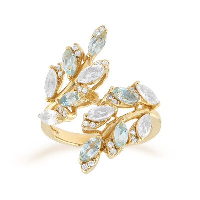 Zilveren ring met witte topaasstenen