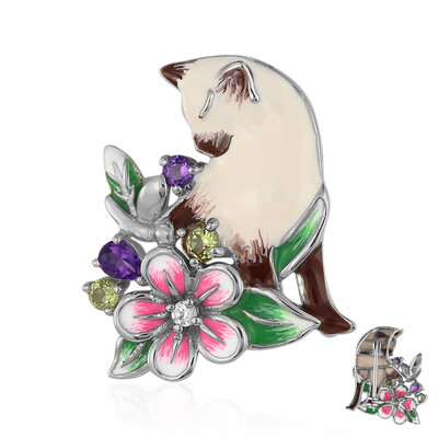 Zilveren broche met een amethist