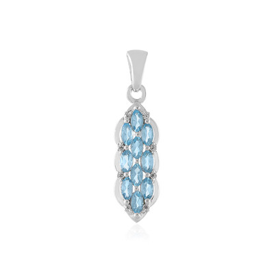 Zilveren hanger met Zwitsers-blauwe topaasstenen