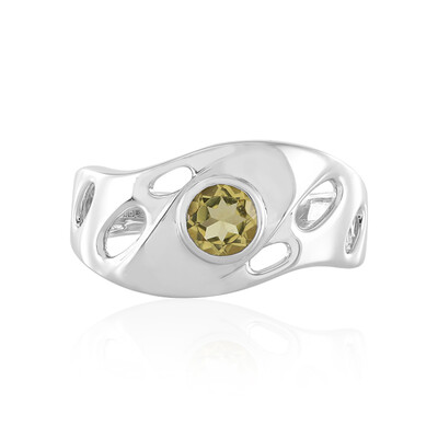 Zilveren ring met een gele beril (de Melo)