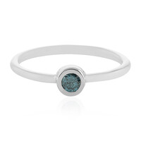 Zilveren ring met een blauwe diamant