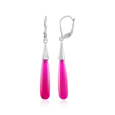 Zilveren oorbellen met Roze onyxen (MONOSONO COLLECTION)