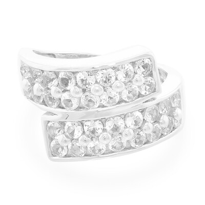 Zilveren ring met witte topaasstenen